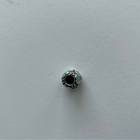 Authentic Pandora green blue flower enamel charm discontinued style - Picture 3 of 5